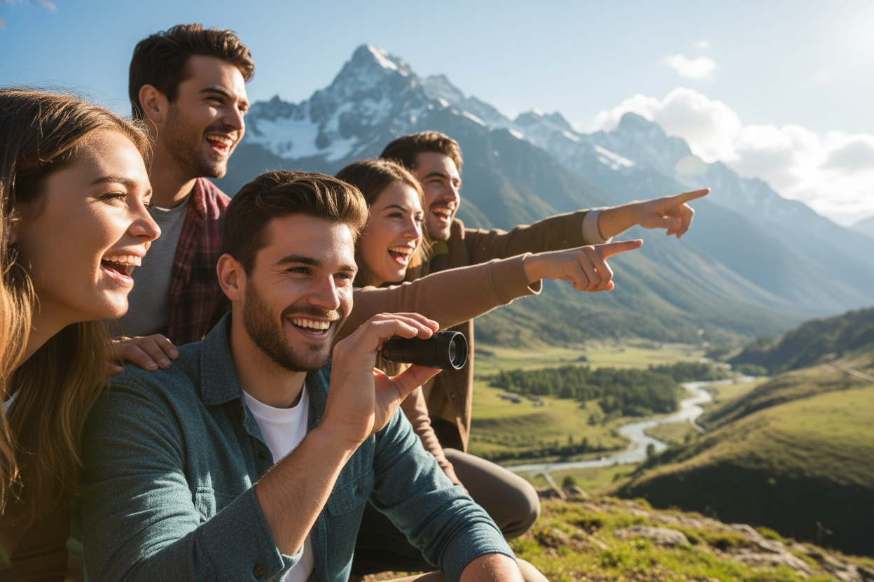 asi pero mirando a las montañas